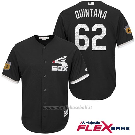 Maglia Baseball Uomo Chicago White Sox Jose Quintana 62 Nero 2017 Allenamento Primaverile Flex Base Giocatore